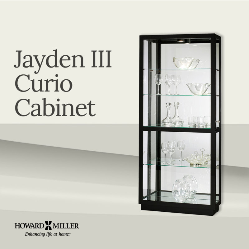 Jayden Lighted Curio Cabinet, Gloss Black
