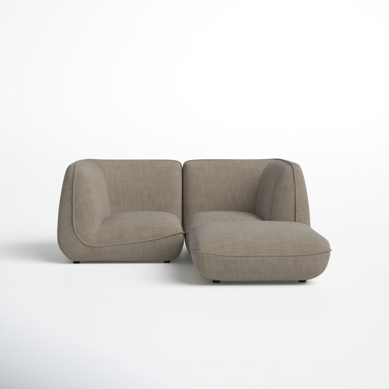 Douglass Upholstered L-Shaped Sectional Reversible, Speckled Pumice Basketweave
