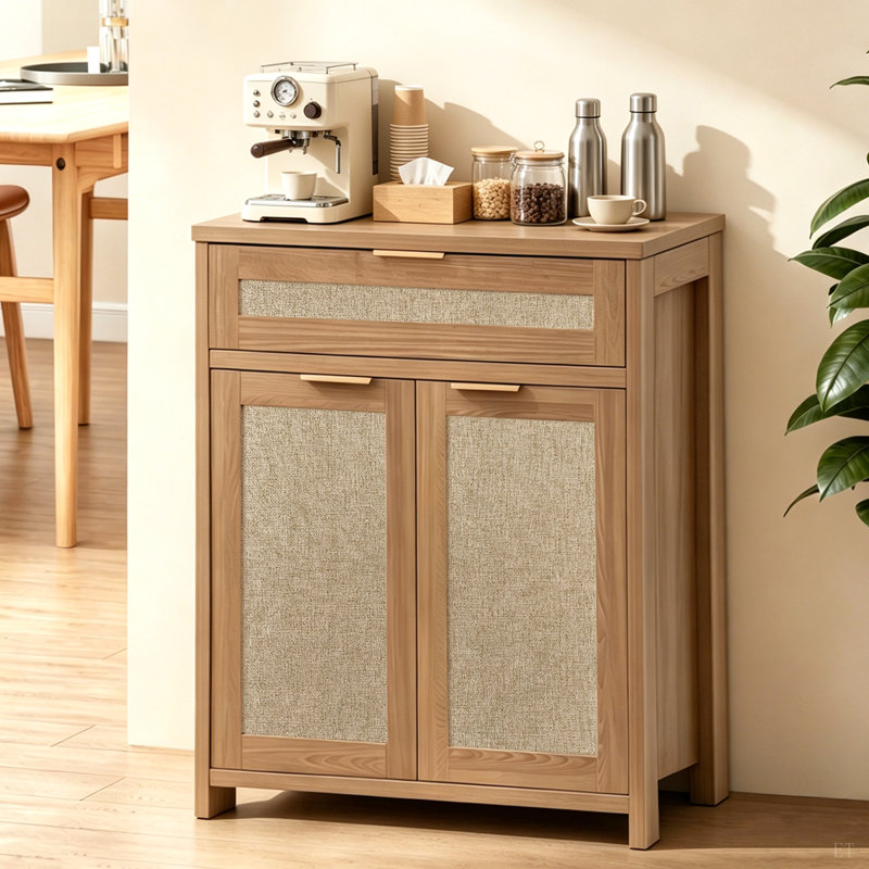 Buffet en rotin, armoire de rangement Farmhouse avec tablette réglable, armoire de cuisine Boho avec tiroir pour la salle à manger, la cuisine, le vestibule, le salon