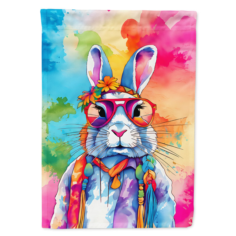 Drapeau de la maison d'un lapin hippie
