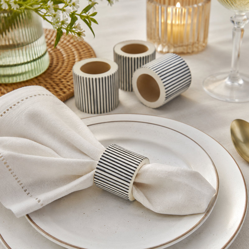 Striped Resin & Bone Napkin Ring