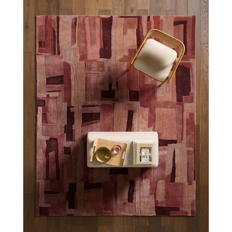 Oles CNO01 Tufted Patchwork Red Area Rug (18in Swatch), Rectangle 114 " x 162 "