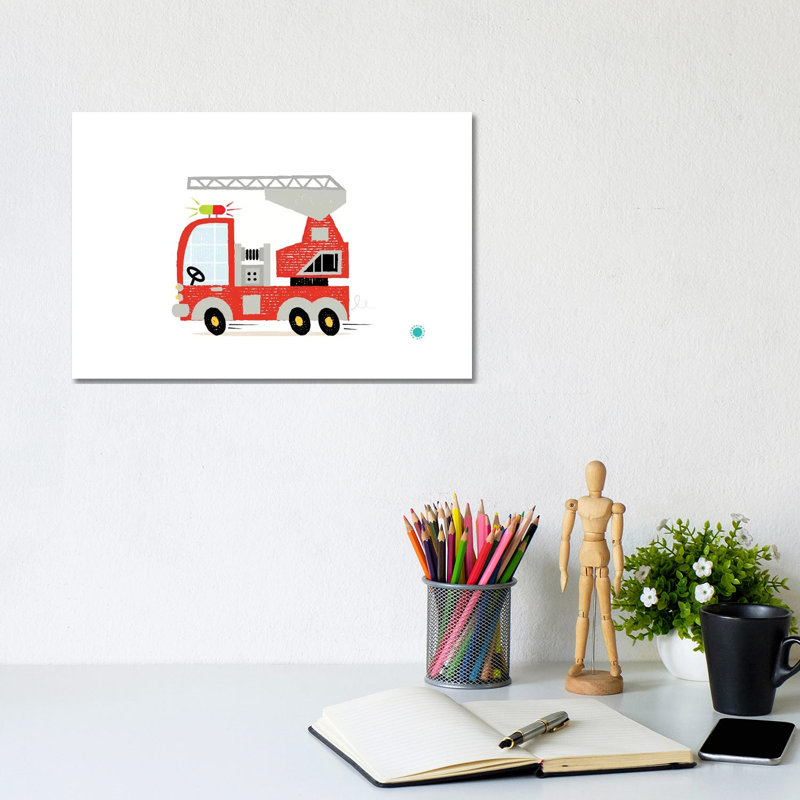 Fire Engine by PaperPaintPixels - Wrapped Canvas Print, 20.32 cm H x 30.48 cm W
