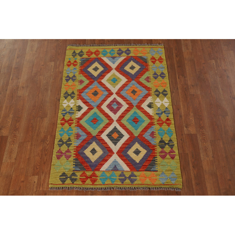 Tapis oriental en laine South Western Kilim 3 x 4