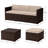 Lavish Home 3PC Outdoor Sectional Sofa Set Brown