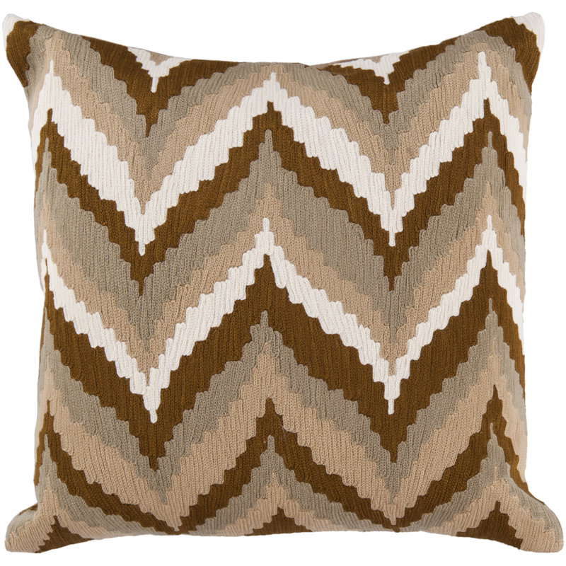 Coussin décoratif en coton, H 18 po x l 18 po x P 4 po, Tan / Doré Brun / Vert / Safari Tan / Papyrus, Duvet