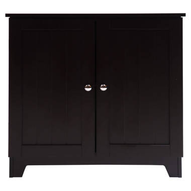 IWELL Black Bathroom Cabinet with 2 Doors and 3 Adjustable