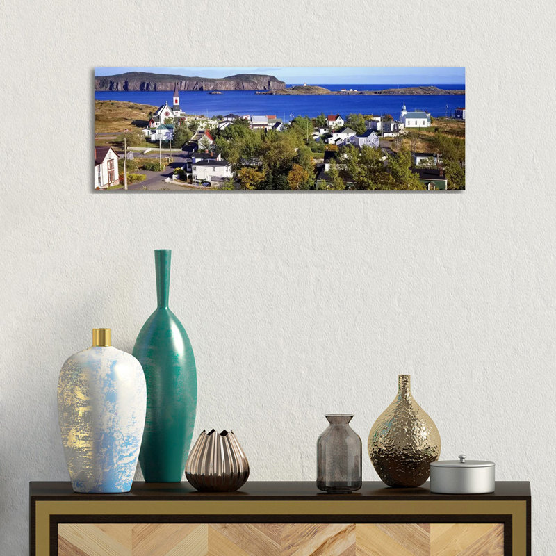Buildings At The Coast, Trinity Bay, Trinity, Newfoundland Island, Newfoundland And Labrador Province, Canada #2 - Wrapped Canvas Panoramic Print