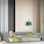 Lit plateforme tapissier avec garde-corps et coussin Locie-194265411