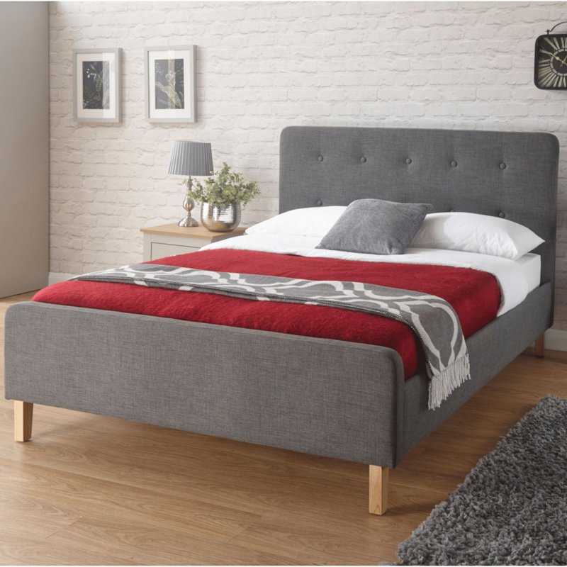 Elinor Upholstered Bed, Grey, UK Small Double