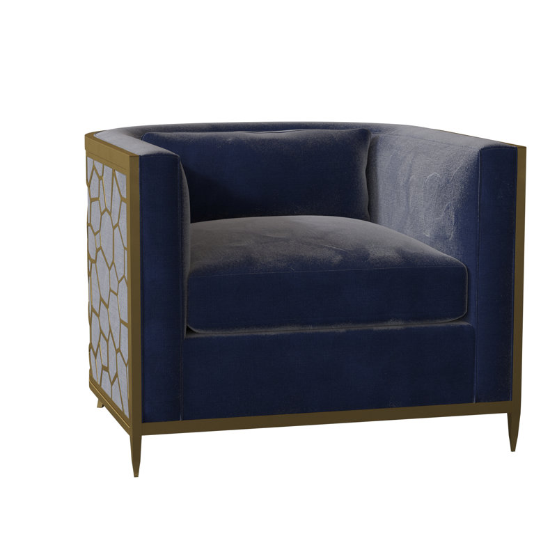 Caracole Upholstery Barrel Chair, Off-white Linen, Gold