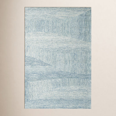 Kempner Hand-Tufted Blue/Ivory Wool Area Rug