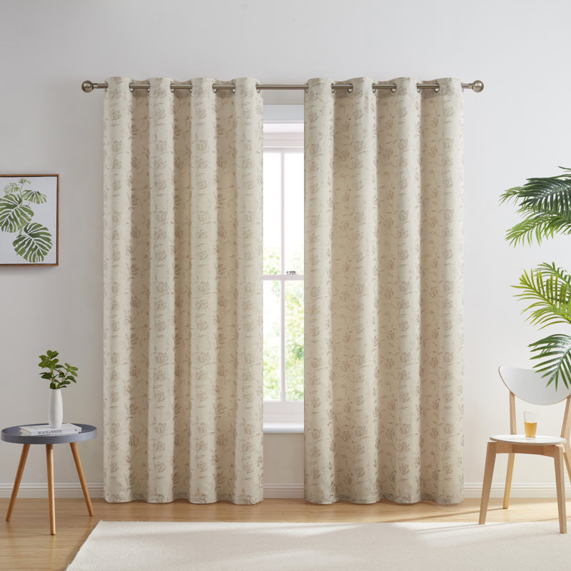 Cotton Blend Semi Sheer Curtain Pair, 54" W x 72" L, Taupe