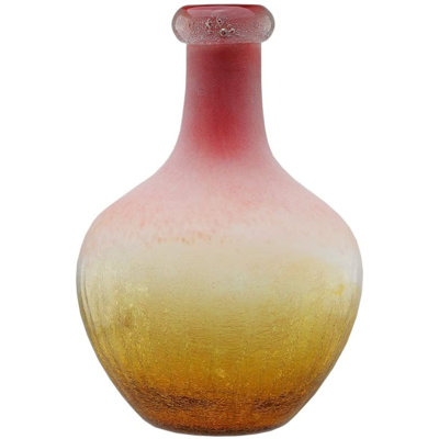 12.5" Frosted Hand Blown Glass Vase