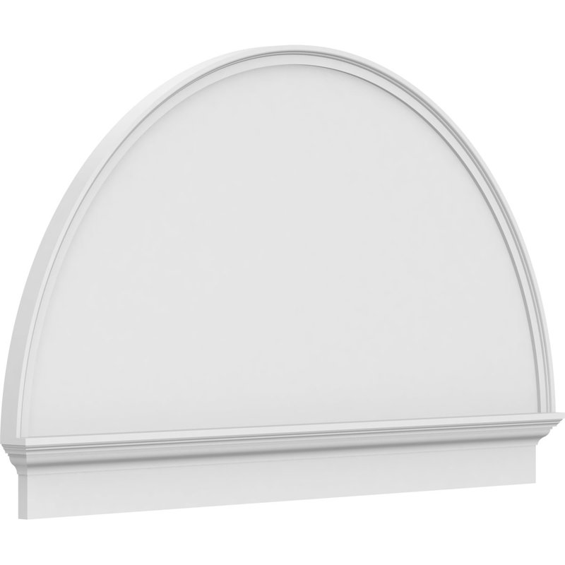 58"W x 35-3/4"H x 2-3/4"P Half Round Smooth Architectural Grade PVC Combination Pediment, 35-3/4" H  x 58" W  x  2-3/4" D