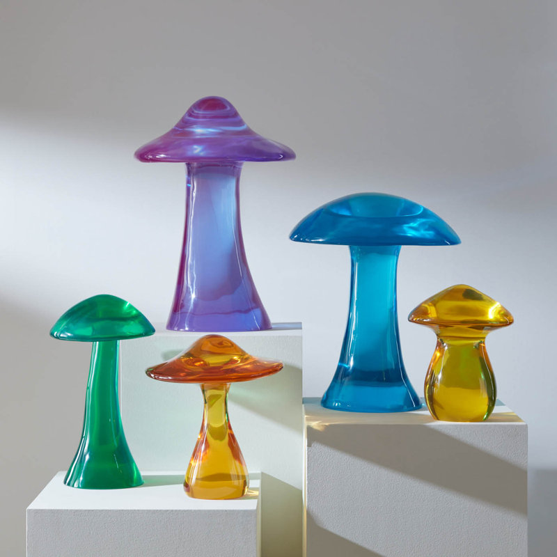 Acrylic Mushroom Sculpture, 16" H x 9.25" W x 9.25" D, Green