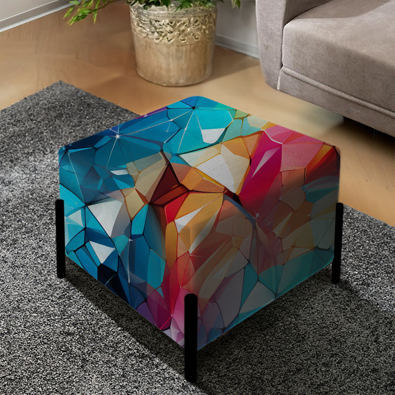 Poupart Multicolor Prism Party - Geometric Square Ottoman