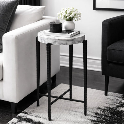 Table d'appoint en marbre Calder - blanc et noir