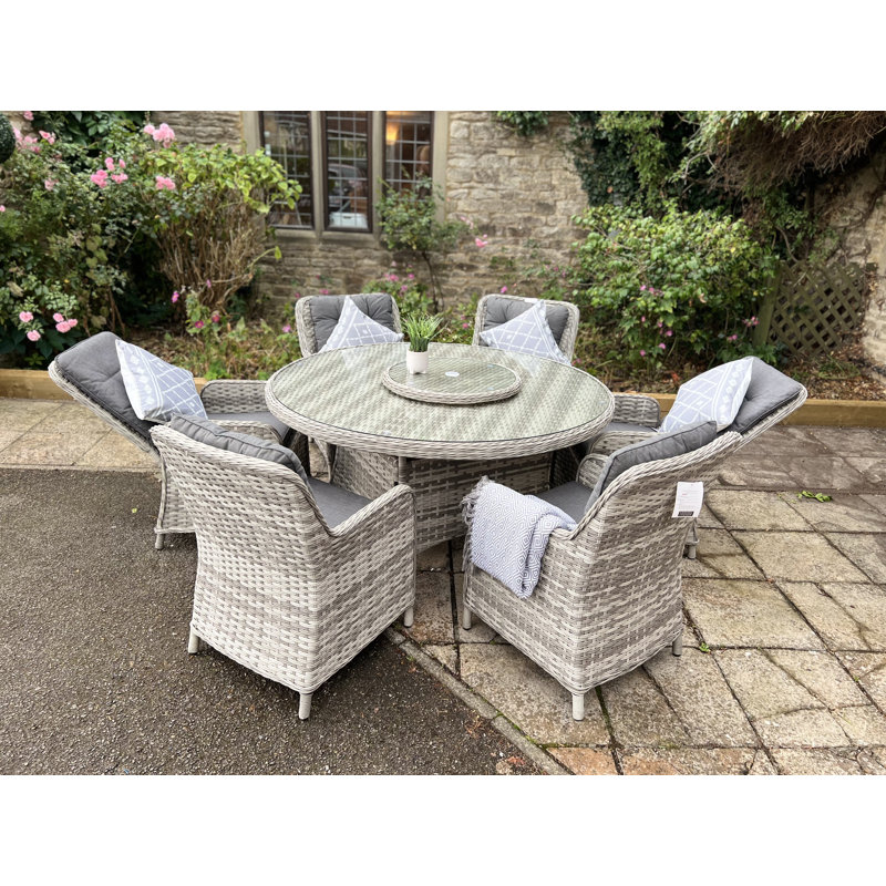 Eakly 2 - Person Premium All-Weather Wicker Patio Dining Set with Round Table , Cushions Included