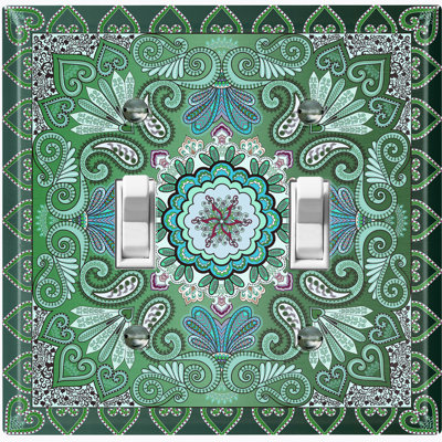 Plaque murale 2 lumières à motif cachemire bleu sarcelle et motif cachemire Paisley