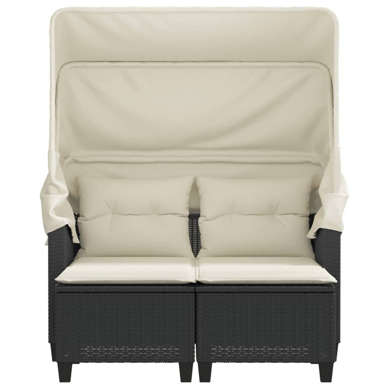 48.4'' Wide Rectangle Patio Sofa with Cushions, Cream White/Black