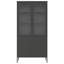 Modern Highboard - Armoire de rangement en acier et verre noir 35,4 ", hauteur 70,9"