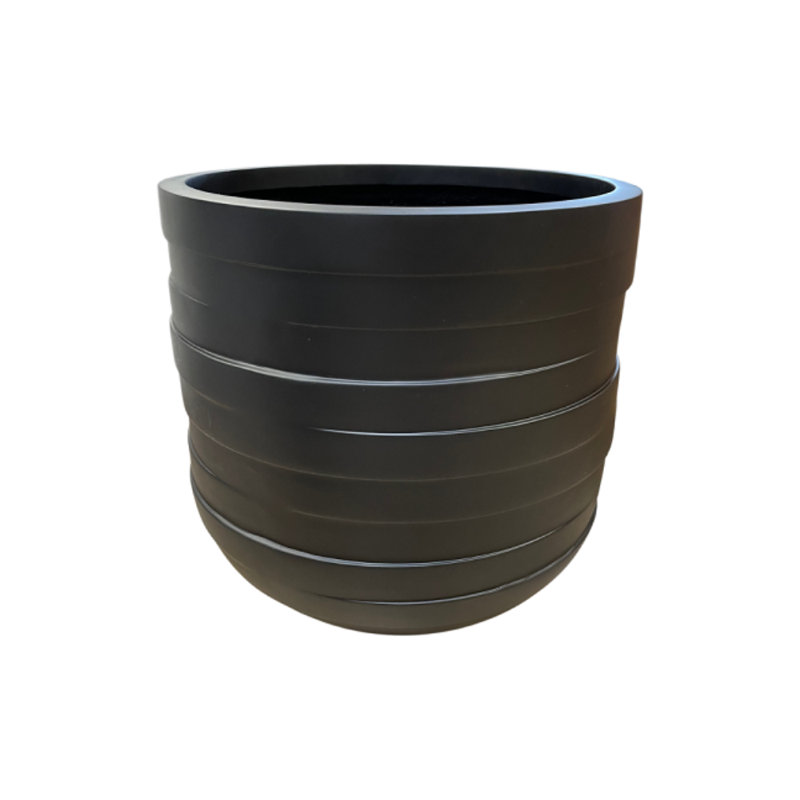 Pot de fleurs en fibre de verre, H 22 po x l 22 po x P 22 po, Noir