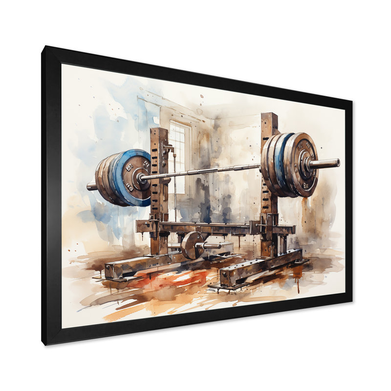 Haltérophile - Art mural haltérophile, Cadre simple noir, H 24 po x l 32 po x P 1 po