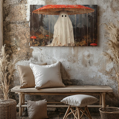 Art mural sur toile fantôme fantaisiste avec parasol champignon Canvascharming Fantasy Forest