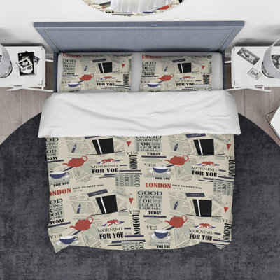 Ensemble de housse de couette designart rétro london good matin