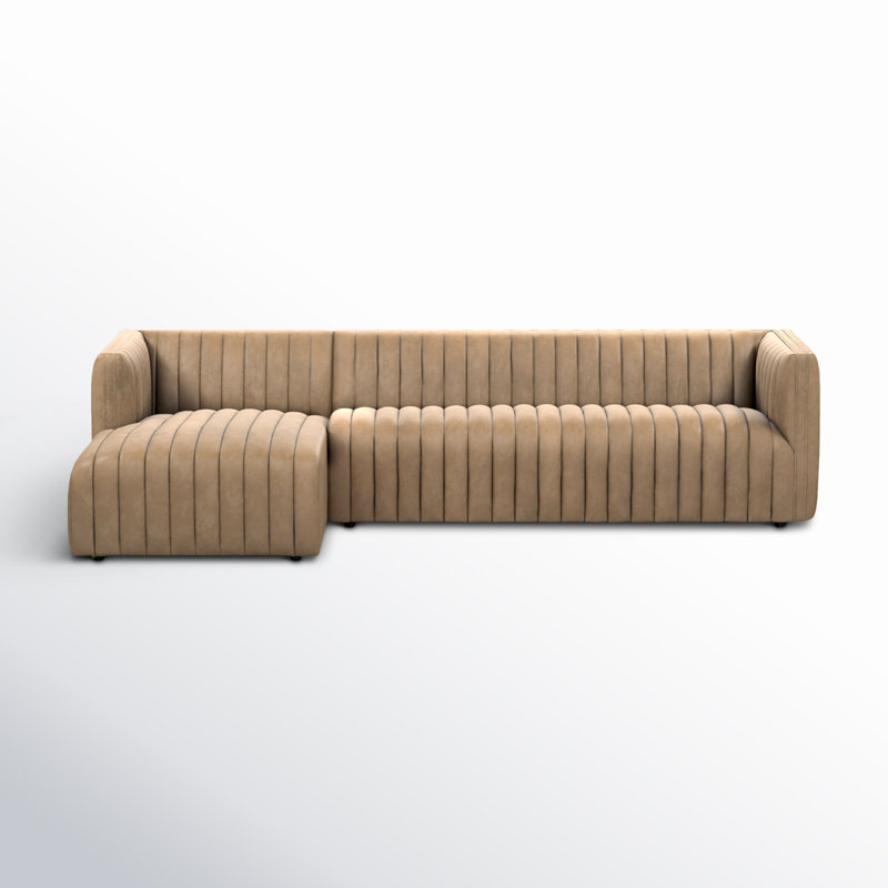 Augustine Chaise Sectional, Palermo Drift Genuine Leather, 26.5" H x 105" W x 64" D, Left Hand Facing