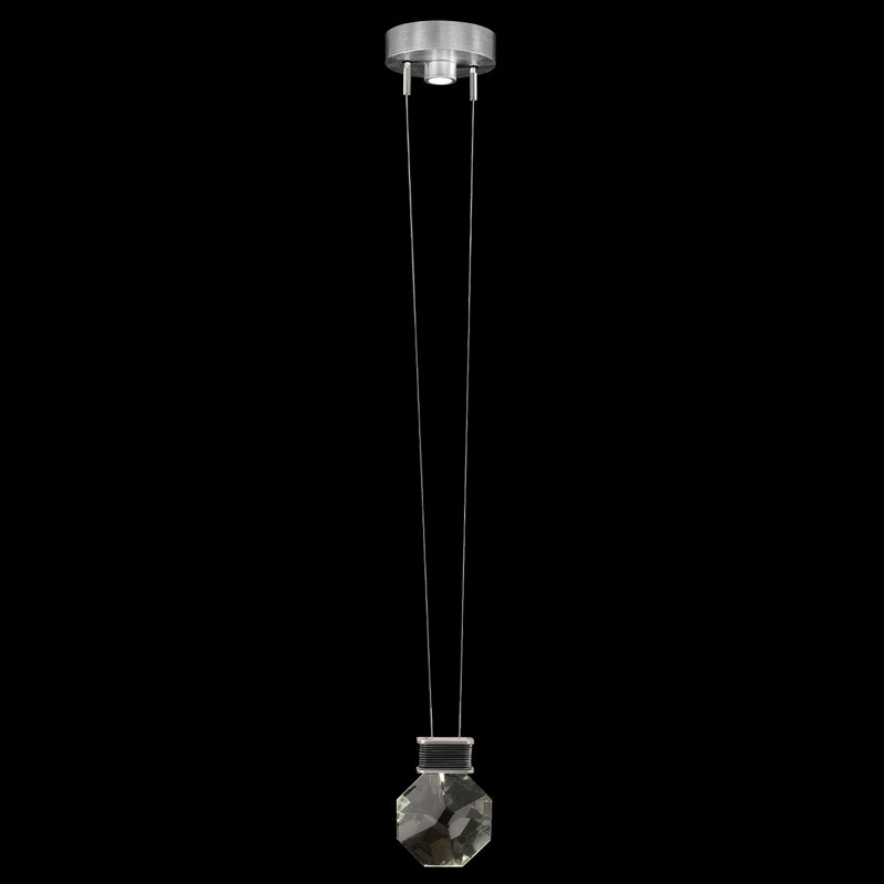 Luminaire suspendu rond l 6 po Aria, Argent ombré doux