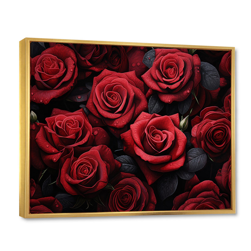 «Red Black Rose Eernal Beauty IV - Roses», reproduction d'art sur toile encadrée, H 30 po x l 40 po x P 1,5 po
