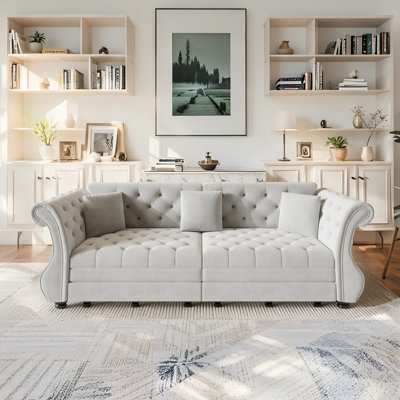 Canapé-lit surdimensionné en velours Chesterfield 97,6 po