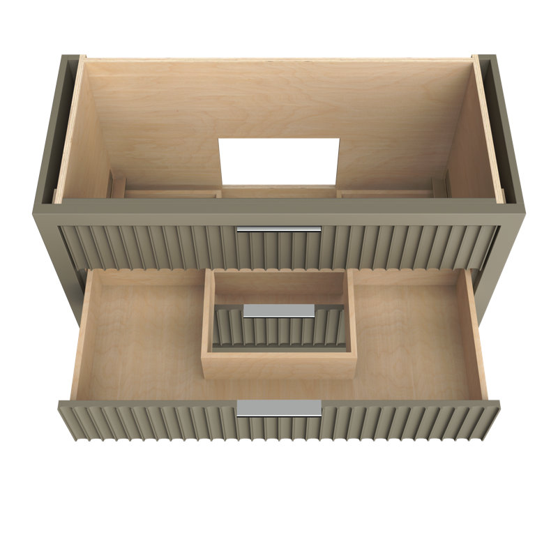Lecrieú Three-Drawer Single Bath Vanity, French Olive, 48", Polished Chrome