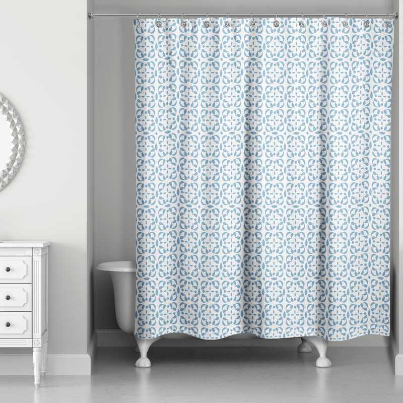 Alondria Geometric Shower Curtain, Blue