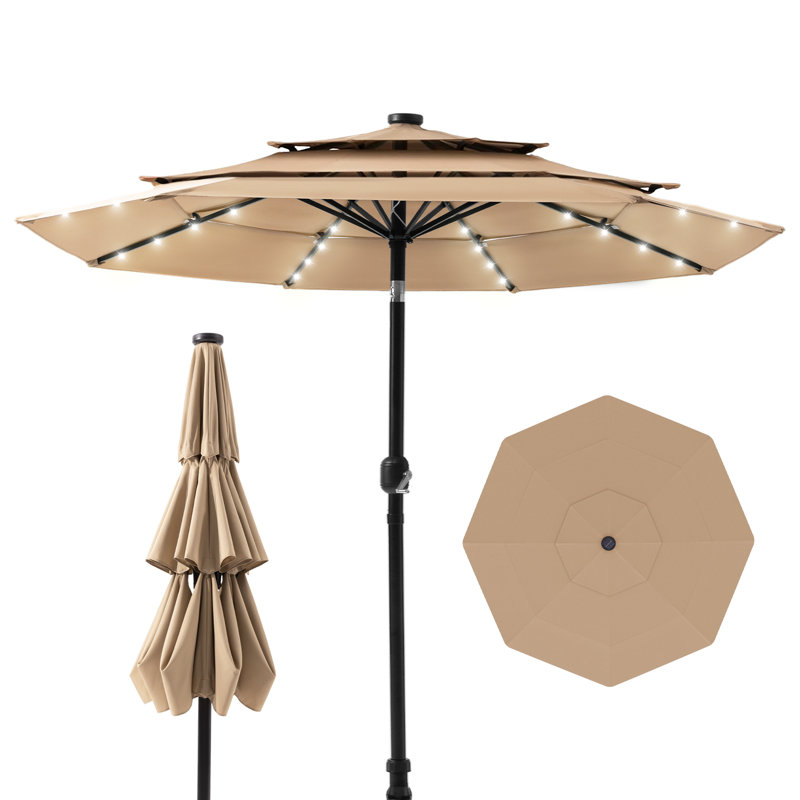 Parasol de marché 11 pi, H 96,5 po x l 120 po x P 120 po, Beige