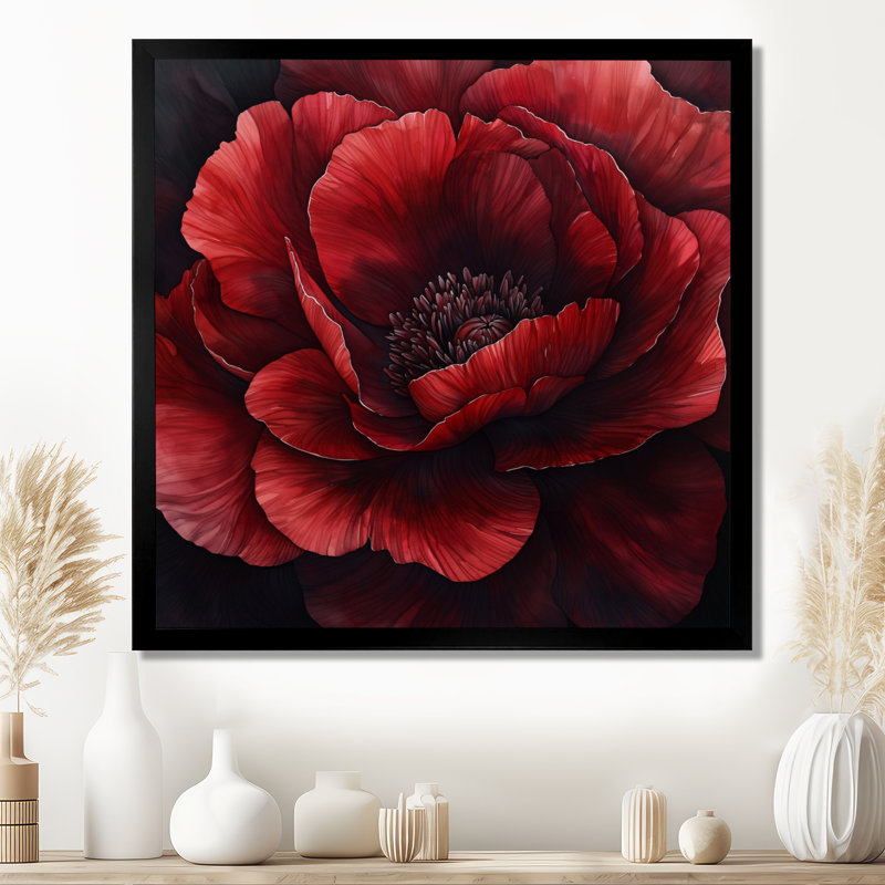 Bourgogne, pivoine en couche de grâce I - coquelicots, art mural sur toile, Reproduction encadrée d'une seule photo
