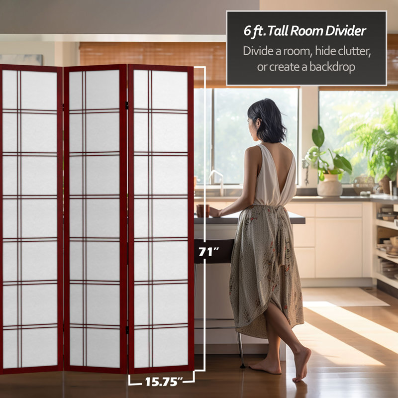 Cloison pliante en toile imprimée H 71 po Nayo, Bois de rose, 4