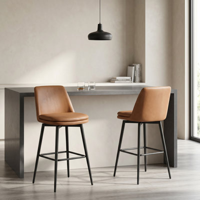 Tabouret tournant Mid-Century, hauteur de bar, base noire 