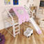 Lit mezzanine double en bois avec tente-133202596