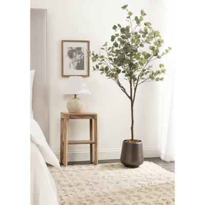 Aitkin Faux Eucalyptus Tree with Portell Metal Planter Pot
