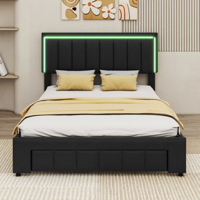 Prindle Vegan Leather Platform Storage Bed