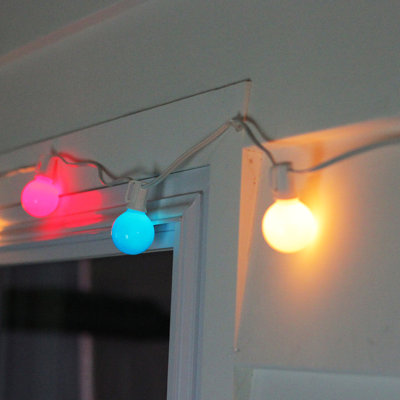 10-Count Red and Blue 4th of July G40 Globe Light Set 9ft White Wire