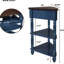 Petite table de coin triangulaire de 33,8 po avec 3 pieds en bois massif, bleu marine et plateau, idéal pour les couloirs de chambre à coucher, assemblage rapide, espaces de sécurité aux bords arrondis, long, fini, coupes de rangement,