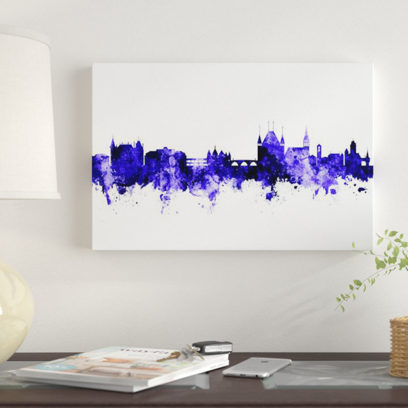 Thun, Suisse Skyline par Michael Tompsett - impression sur toile tendue, 8 po x 12 po x 0,75 po, Toile tendue, Pas de tapis