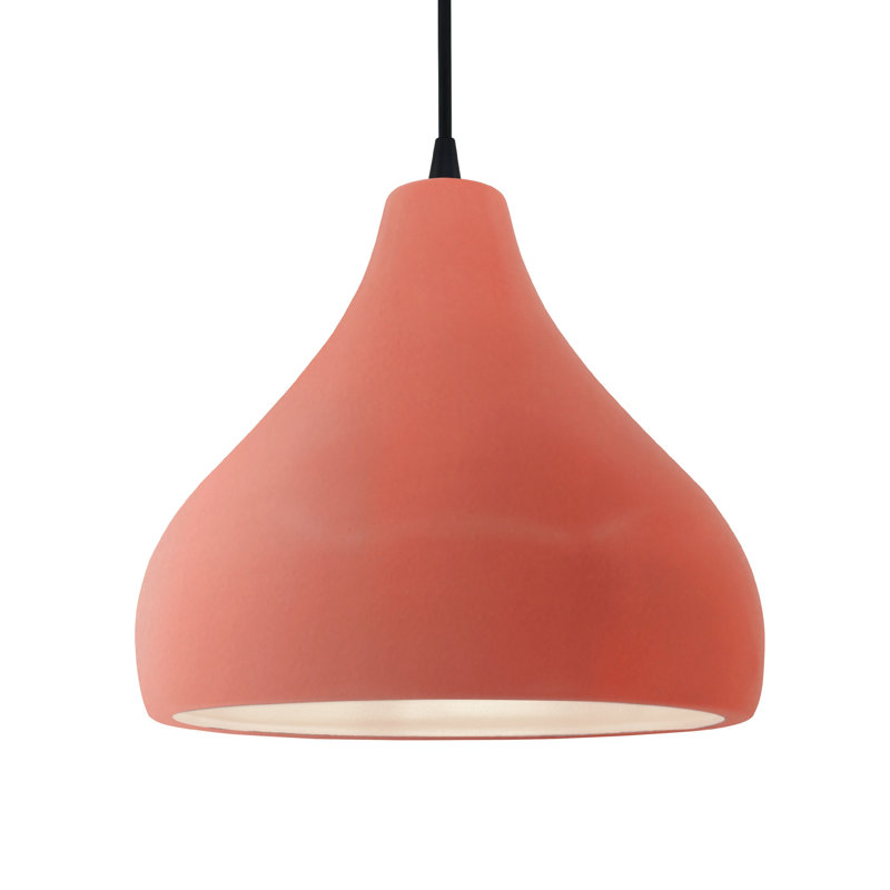 Luminaire suspendu à 1 lumière Meydan, H 9,5 po x l 13,5 po x P 13,5 po, Rosé brillant, Noir mat