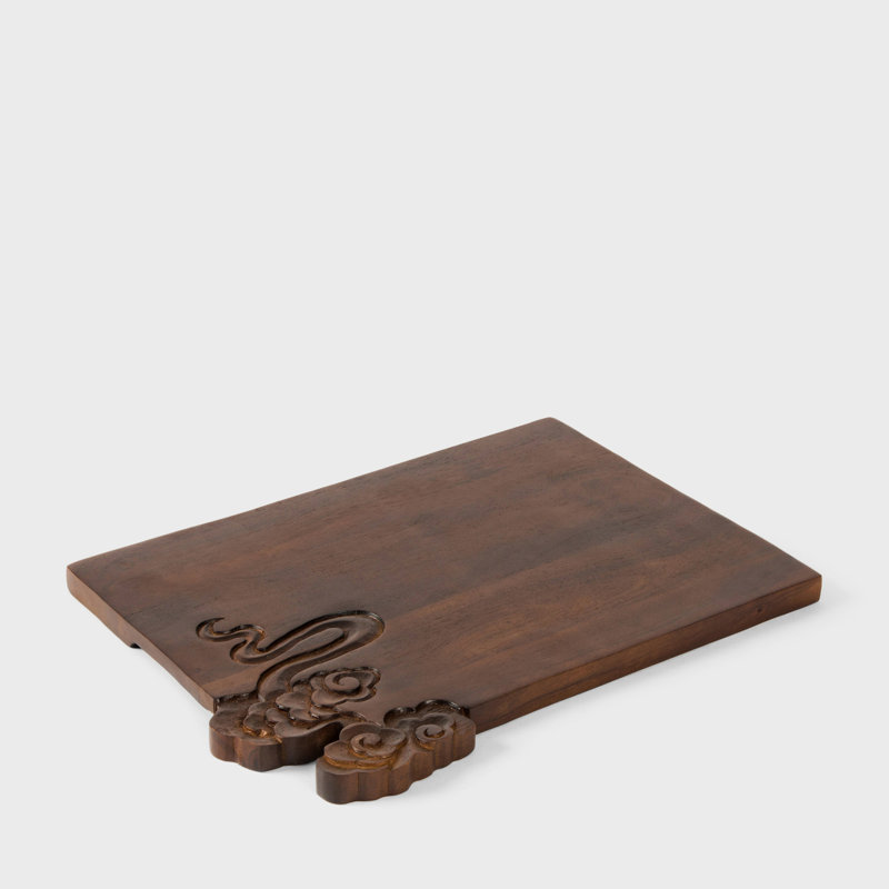 Plateau de service en bois d'acacia sculpté à la main Eastern Drift
