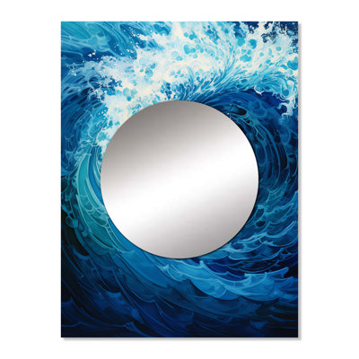 Andaman Tidal Twist Wave Vortex - Abstract Spirals Decorative Wall Mirror, Blue Mirror, Printed Metal Art