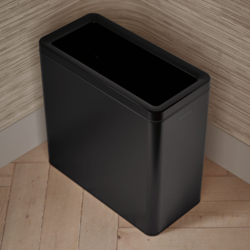 Poubelle à couvercle ouvert 12 litres, Acier inoxydable noir